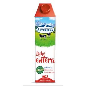 Asturiana leche entera 1 lt por 6 unidades